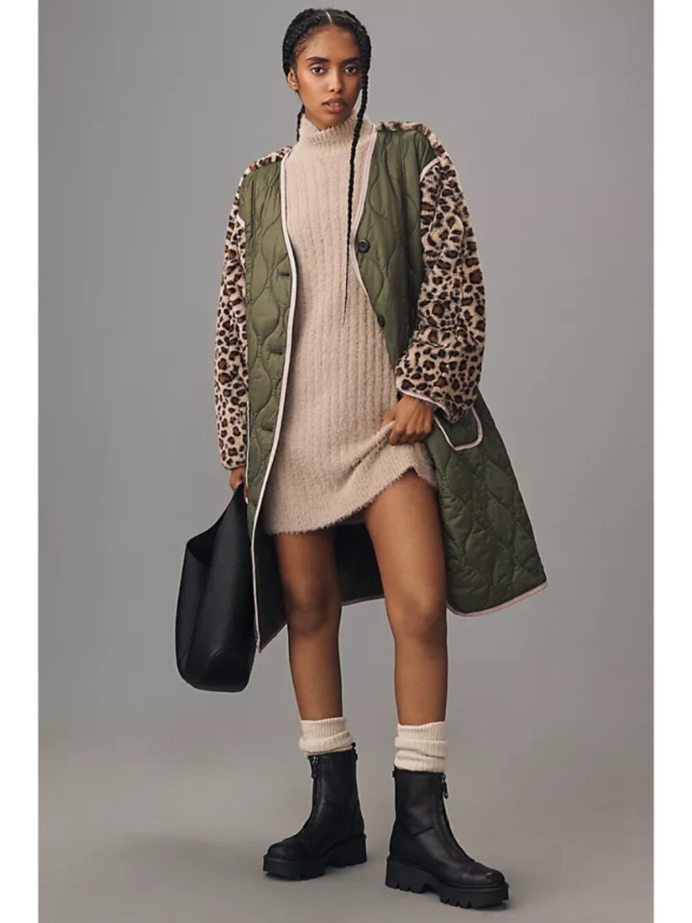 Anthropologie Colorblock Long Liner Coat